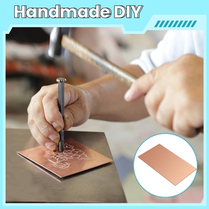 QIMAOO Copper Sheet, 2 Pieces of Copper Plates 4"×2"-20 Gauge(0.8mm) Thickness, 99% Pure Copper Sheets for Metal Crafts, Jewelry Making, DIY, Jewelry - Image 5